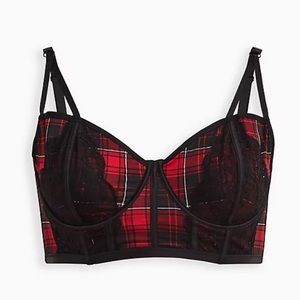 Torrid Sexy Red Plaid Lace Bralette! NWT!